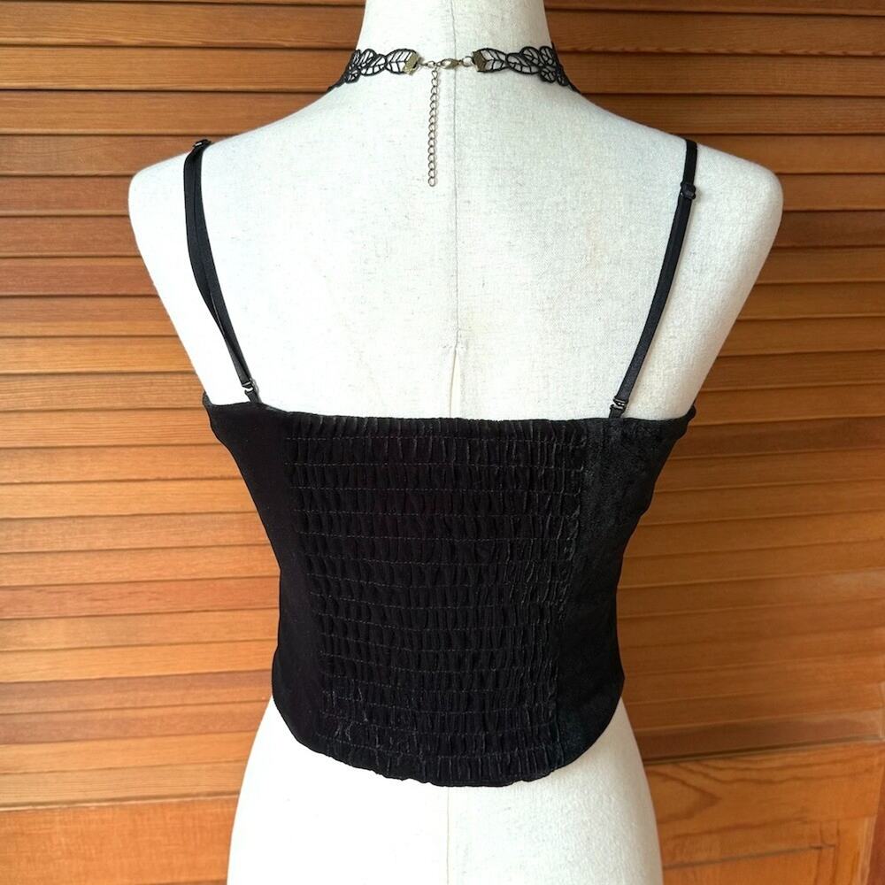 Dark in Love Gothic Victorian Blood Offering Black Red Velvet & Lace Cami Top - Picture 7 of 12